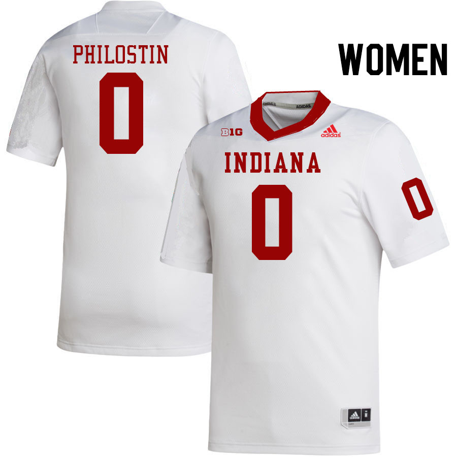 Women #0 Josh Philostin Indiana Hoosiers College Football Jerseys Stitched-White